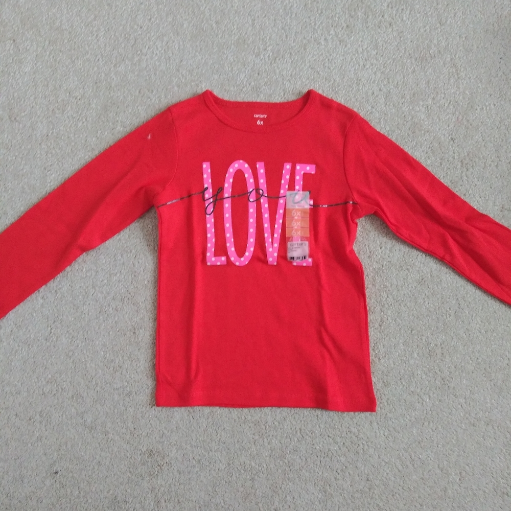💎NEW! Carters Girls Red Love Logo Long Sleeve